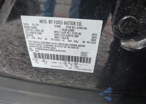 2024 Ford Police Interceptor from USA, damaged, VIN 1FM5K8AC6RGA25704